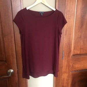 Burgundy Eileen Fisher cap sleeve tunic size small